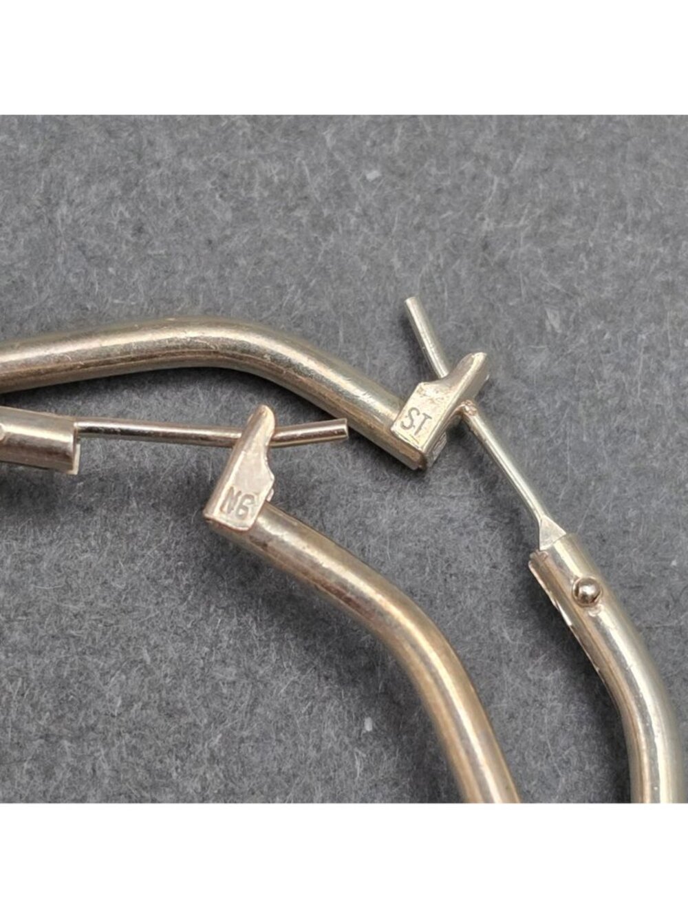 Vintage Sterling Silver Square Hoop Earrings Geometric European 925 Minimalist - Picture 3 of 10